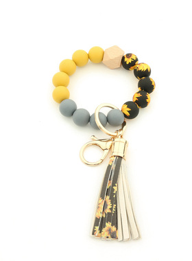 太阳花硅胶珠手链卡包食品级硅胶珠手环向日葵女士钱包钥匙扣