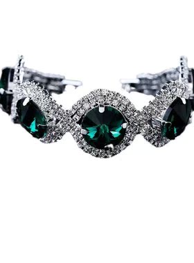 复古圆形水晶手链微镶女生小饰品欧美新款时尚女士手链