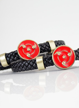 动漫三勾玉写眼轮忍者漩涡编织绳合金手链鸣人晓组织手饰