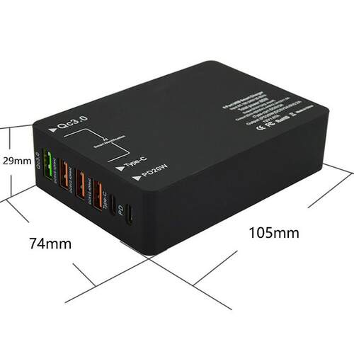 厂家充电器QC3.0快充PD20WType-C充电头6口USB手机多口充电器65W - 图2