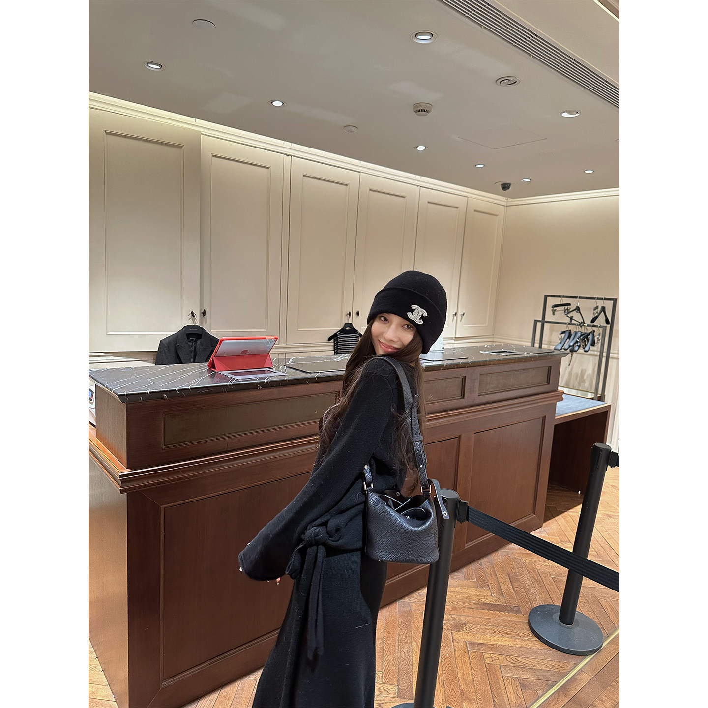 NanaByNana【焦糖黑巧】羊毛绑带喇叭袖毛衣女春A字开叉半身长裙,淘宝优惠券,粉丝福利购,淘宝优惠卷