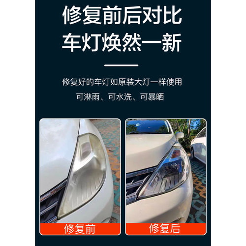 汽车大灯还原翻新修复套装砂纸车灯翻新工具灯罩划痕清洗剂蓝冰液 - 图1