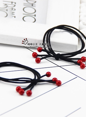 打结基础款儿童扎马尾珠子发饰品
