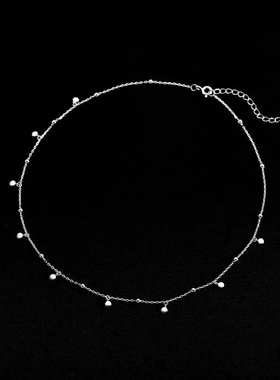 纯银流苏颈链短款锁骨链气质个性