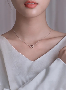 纯银几何圆环项链ins冷淡风短款