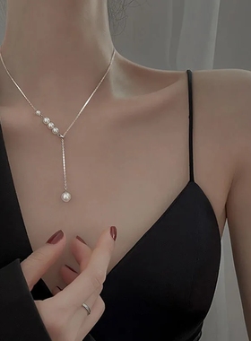 珍珠流苏项链气质简约极细
