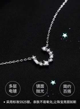 纯银小马蹄镶钻欧美礼物锁骨链