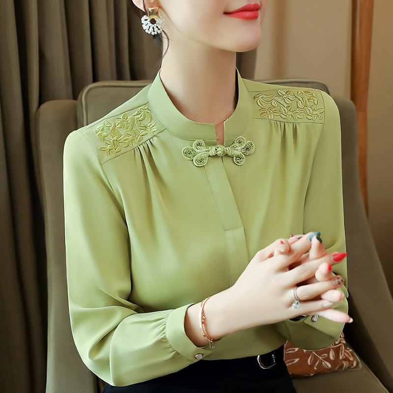 加绒2020冬季新款小衫立领雪纺衫 香菲丽莎蕾丝衫/雪纺衫