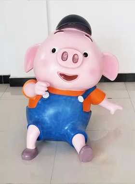 玻璃钢卡通吉祥物商场美陈网红猪