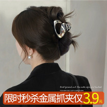 Lukewarm Wind Silver small Number of Shark Clips Metal small crowdDesign Sensation Clip Hair Clip Woman Advanced Sensation