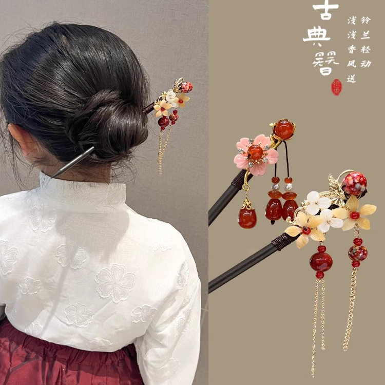 儿童发簪新中式簪子女古风马面裙配饰女童汉服头饰步摇发钗高级感,淘宝优惠券,粉丝福利购,淘宝优惠卷