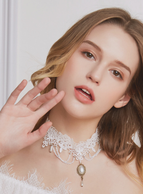 日韩风欧美白色蕾丝婚纱锁骨链