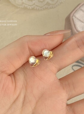 s999纯银爱心耳钉女多巴胺风小巧百搭可爱耳骨钉养耳洞耳饰品礼物
