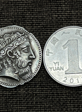 古希腊银币饰品纯银吊坠酒神古币