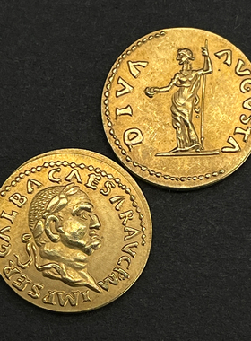 罗马皇帝人像金币硬币项链镀金