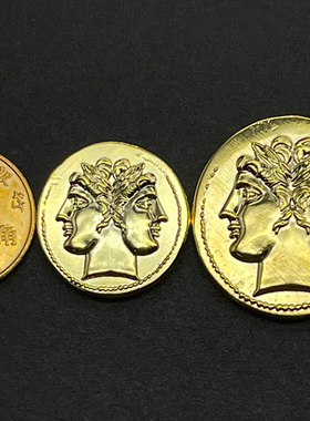 双面神雅努斯古罗马镀金硬币情侣