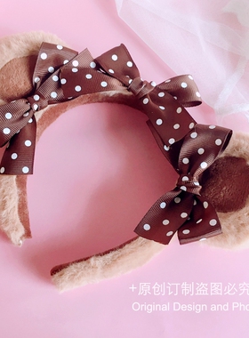 手作蝴蝶结毛绒发箍少女