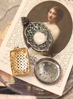 欧洲天然祖母绿钻石925银吊坠