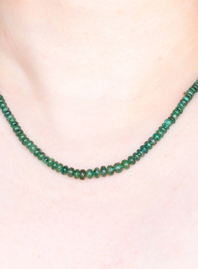 意大利回流进口天然祖母绿925银素链复古中古董Vintage颈链女