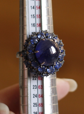 欧洲复古珠宝|欧美回流天然蓝宝石坦桑石925银艺术设计豪华大戒指