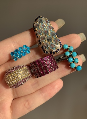 欧美紫水晶托帕磷灰石榴石戒指