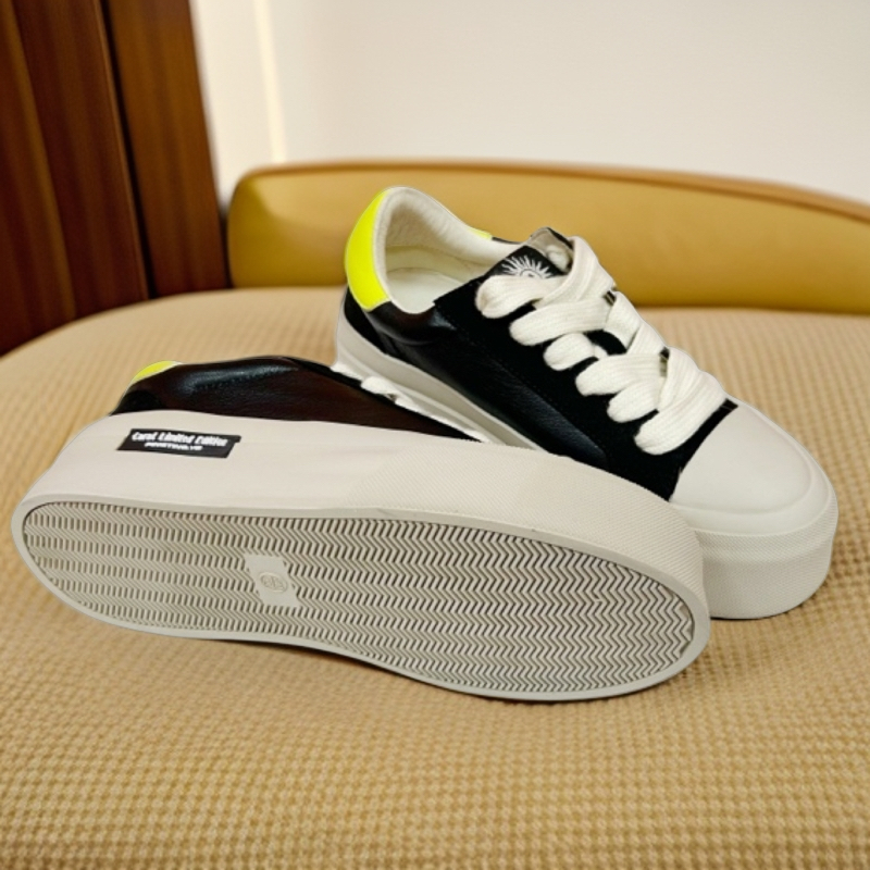 乐图LETU24春秋新款明星同款韩版低帮时尚撞色真皮厚底增高松糕鞋