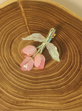 琉璃郁金香边夹新中式古风发夹