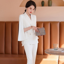 White Suit Suit Woman Spring Autumn 2023 New Beauty Industry Fashion Host Professional Temperament Goddess Fan High-end