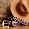 Braided men's and women's literary and versatile woven cowhide belt