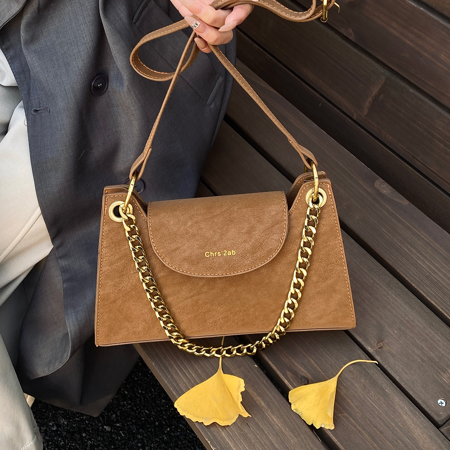 简约ins链条小包包女2025新款复古休闲腋下法棍包秋冬百搭斜挎包,淘宝优惠券,粉丝福利购,淘宝优惠卷