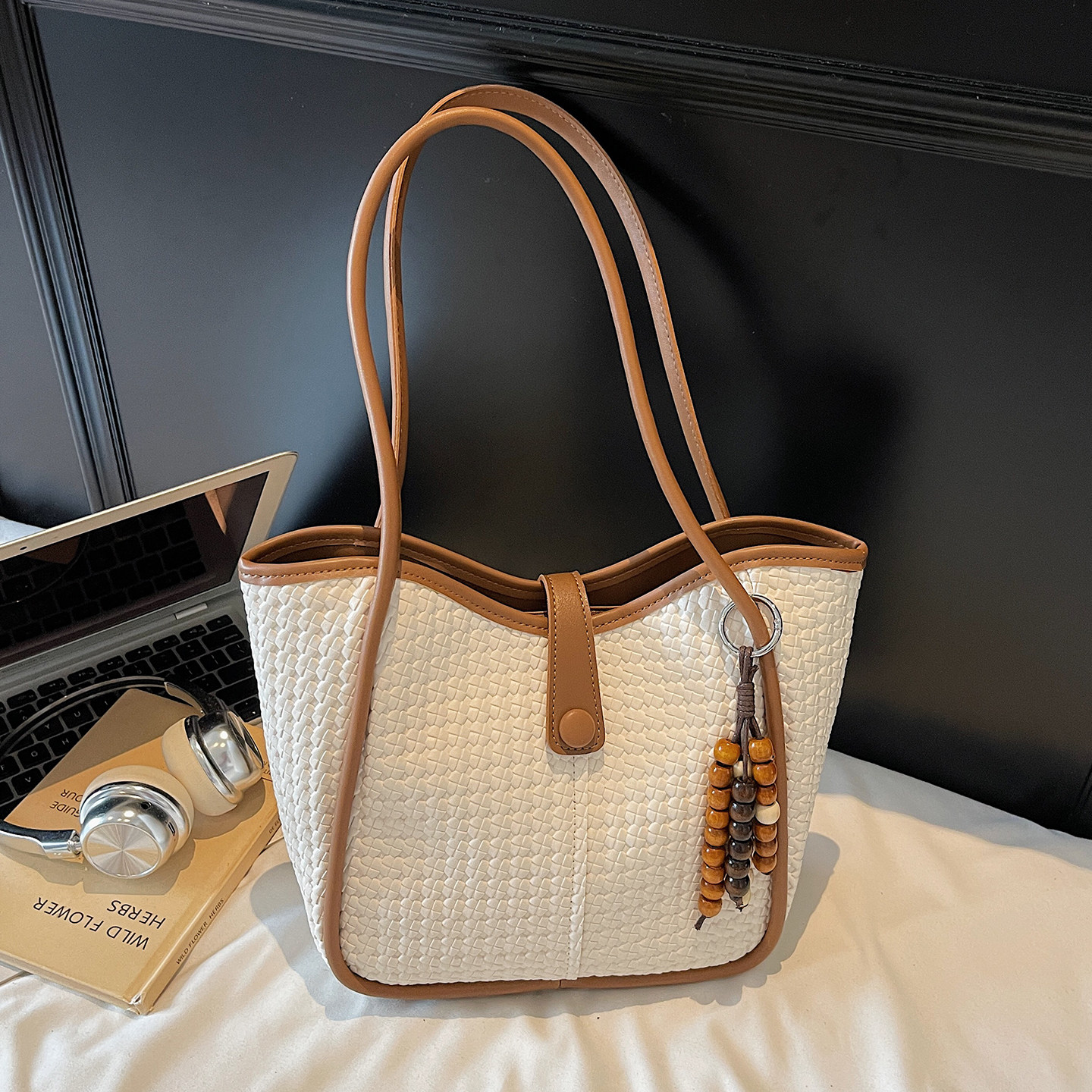 质感编织纹大包包女2025新款时尚菜篮子托特包夏季质感通勤腋下包,淘宝优惠券,粉丝福利购,淘宝优惠卷