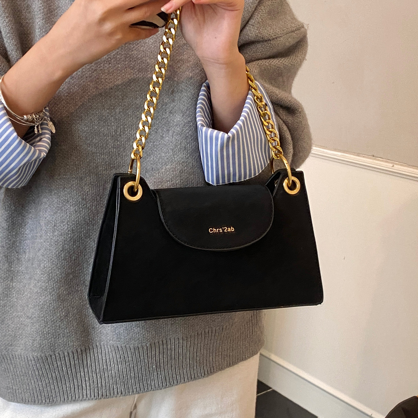 简约ins链条小包包女2025新款复古休闲腋下法棍包秋冬百搭斜挎包,淘宝优惠券,粉丝福利购,淘宝优惠卷