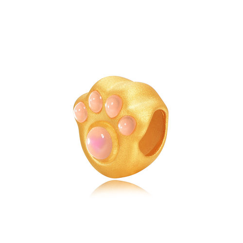 明牌珠宝黄金串珠 3D硬金足金猫爪珠萌趣动物转运珠AFP0255 - 图2
