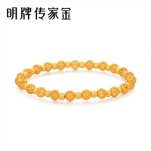 明牌珠宝黄金手链 古法生生不息吉瑞手串串珠手链AFK0111 - 图0