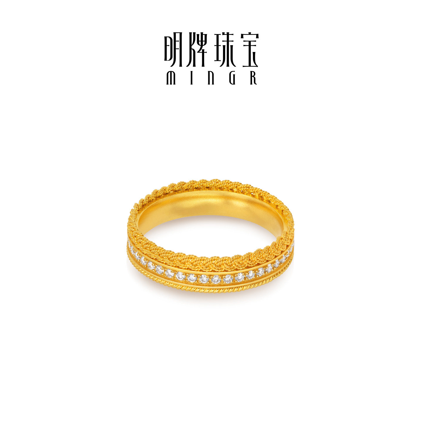Ming brand jewelry ancient pure gold ring fashionable shiny diamond ring pre-sale JRN0285