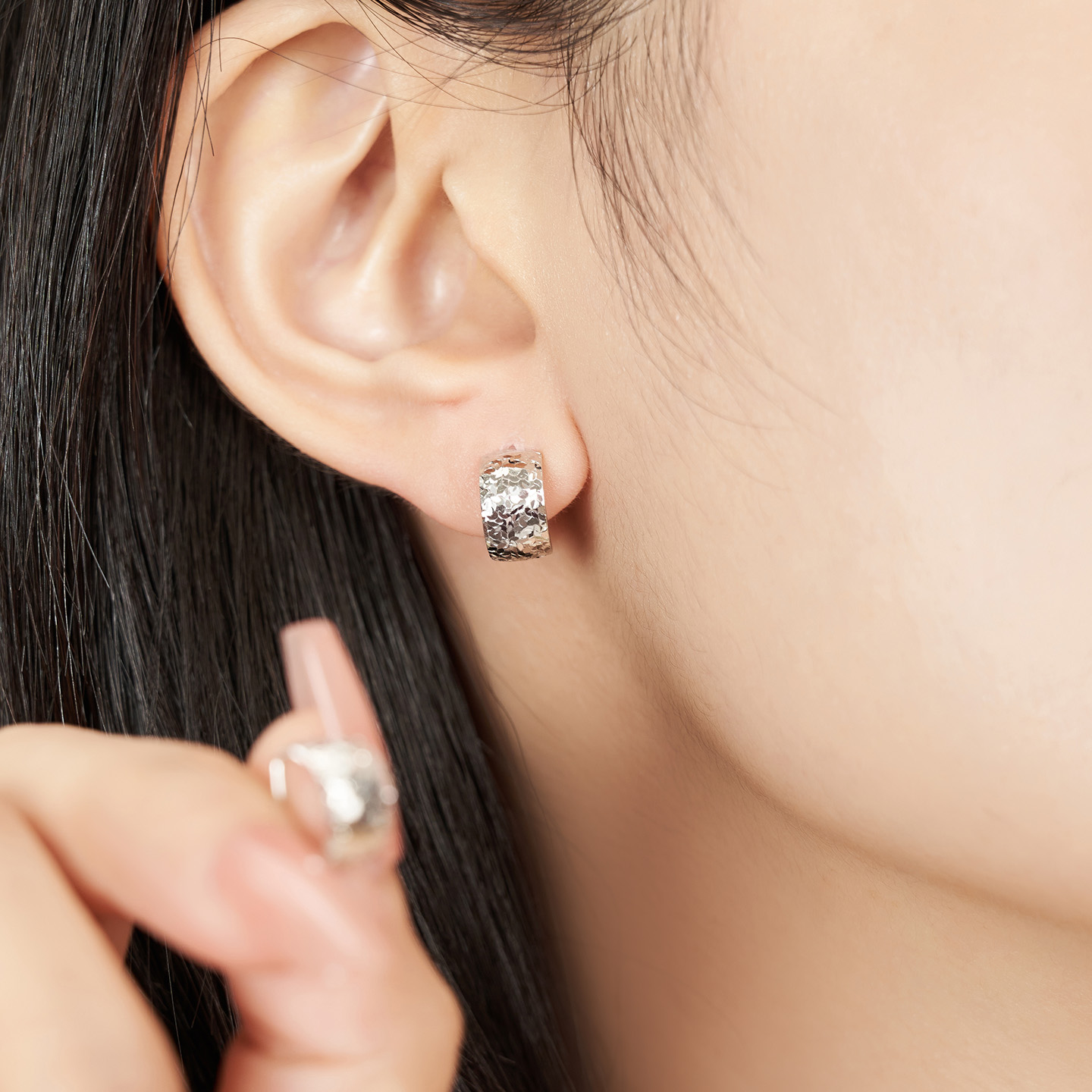 明牌珠宝星光絮语PT950铂金耳饰 白金碎碎冰闪亮耳钉礼物BFH0135 - 图3