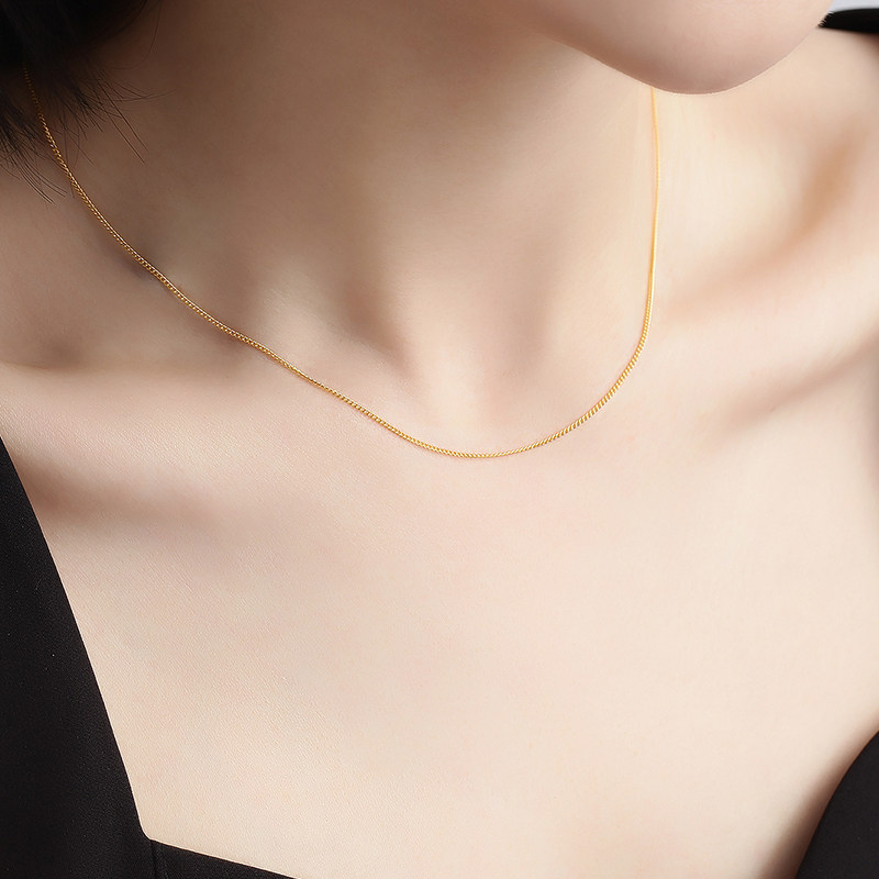 明牌珠宝黄金足金单麦链女款项链细密侧身链金链AFR0002,淘宝优惠券,粉丝福利购,淘宝优惠卷