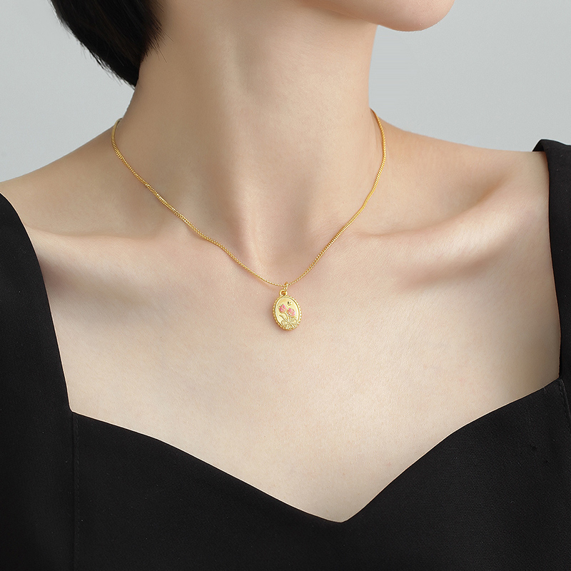 明牌珠宝黄金郁金香吊坠 硬金郁见幸福足金爱情项坠送女友ASY0531 - 图3