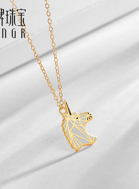 明牌珠宝925银独角兽项链