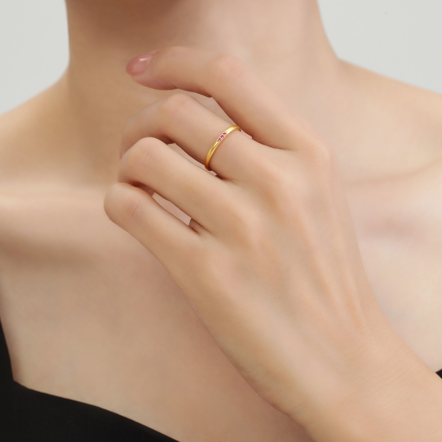 小金喜今日宜闪耀足金戒指 5G黄金镶嵌锆石优雅戒AFM0472 - 图3