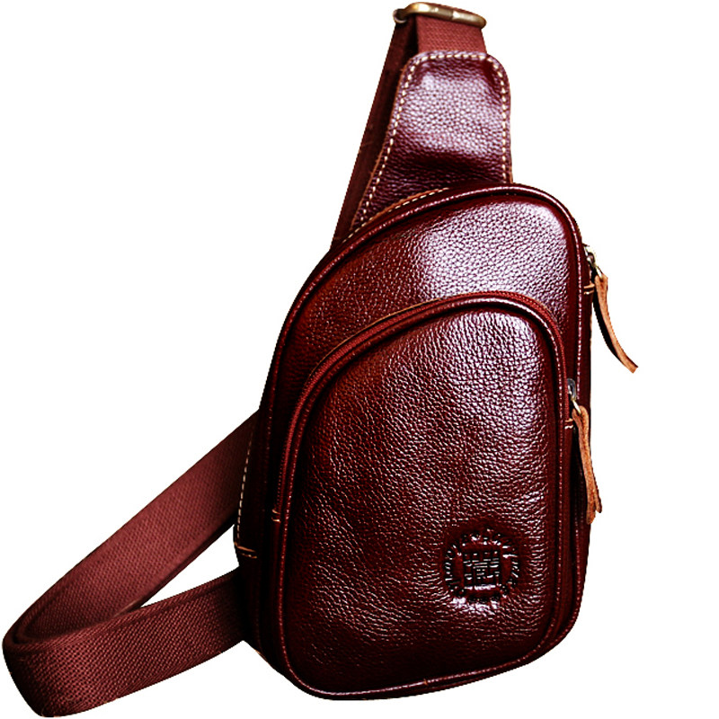 藏皮客迷你小胸包女真皮头层牛皮小众复古酒红色男机车旅行斜挎包,淘宝优惠券,粉丝福利购,淘宝优惠卷