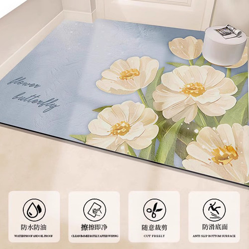 入户门垫皮革地垫玄关门口进门垫家用pvc可擦免洗油画风防滑脚垫 - 图1