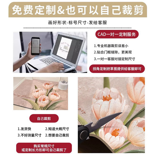 入户门垫皮革地垫玄关门口进门垫家用pvc可擦免洗油画风防滑脚垫 - 图2