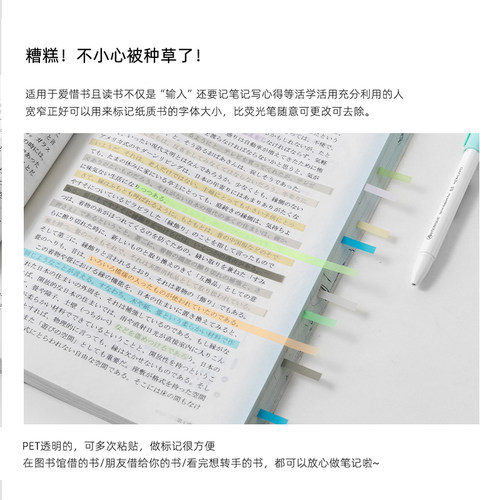 kingjet加长极细长条索引贴荧光笔平替标记贴N次便利阅读便签贴纸 - 图1