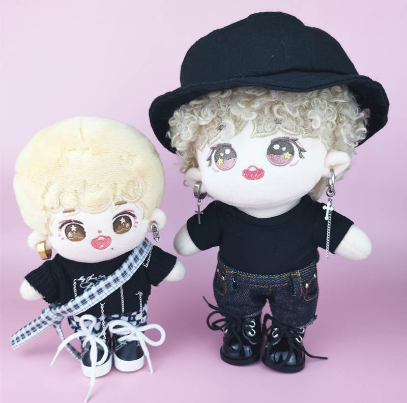 现货棉花娃娃耳环15cm20cm娃用耳环圆环耳圈耳夹玩偶公仔炫酷装饰 - 图1