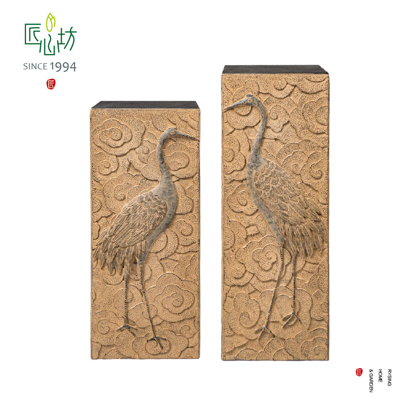 匠心坊中式庭院花园布置造景装饰云纹石柱落地盆栽底座古风装饰品,淘宝优惠券,粉丝福利购,淘宝优惠卷