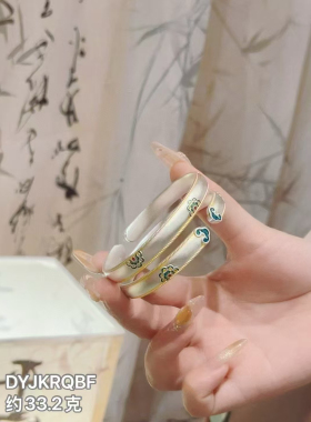 一念祥和银手镯新中式国风古法如意烧蓝银镯子高级感首饰生日送礼