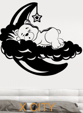 星星月亮晚安贴画儿童房