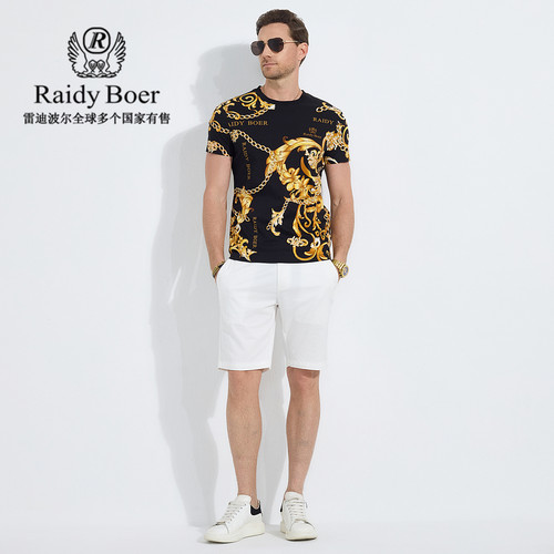 【100%棉】Raidy Boer/雷迪波尔2025年夏数码印花男短袖T恤7079 - 图1