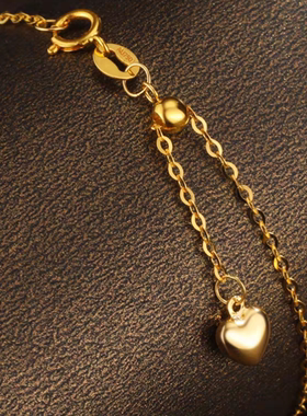 18K金手链女细玫瑰金金O字链彩金三色闪O素金手链可万能调节